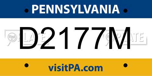 D2177M Pennsylvania License Plate