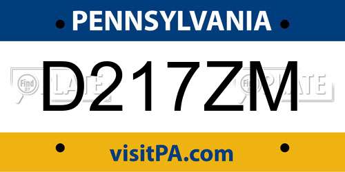 D217ZM Pennsylvania License Plate