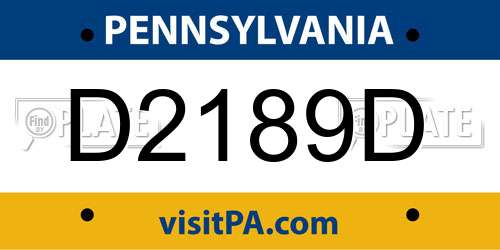 D2189D Pennsylvania License Plate