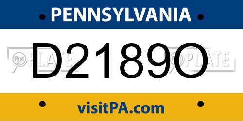D2189O Pennsylvania License Plate