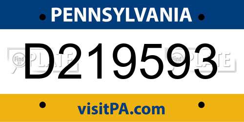 D219593 Pennsylvania License Plate