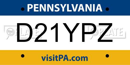 D21YPZ Pennsylvania License Plate
