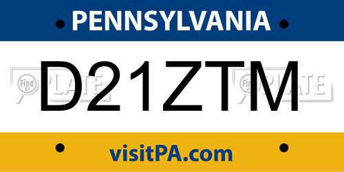 D21ZTM Pennsylvania License Plate