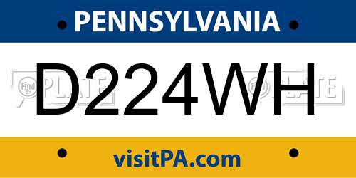 D224WH Pennsylvania License Plate