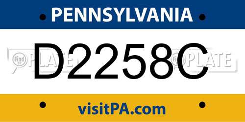D2258C Pennsylvania License Plate
