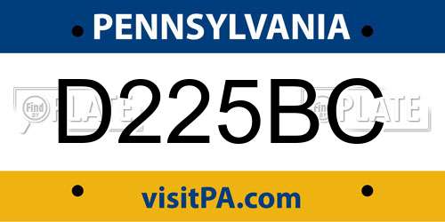 D225BC Pennsylvania License Plate