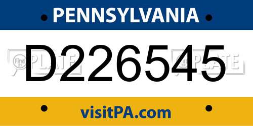 D226545 Pennsylvania License Plate