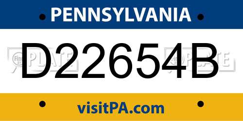 D22654B Pennsylvania License Plate