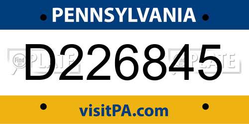 D226845 Pennsylvania License Plate