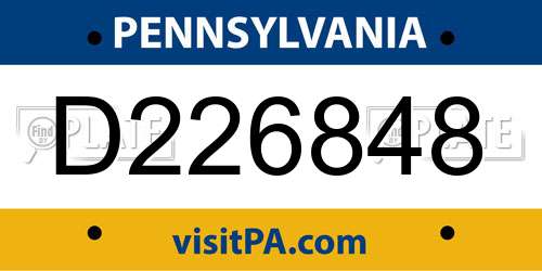 D226848 Pennsylvania License Plate