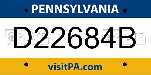 D22684B Pennsylvania License Plate