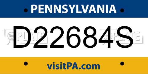 D22684S Pennsylvania License Plate