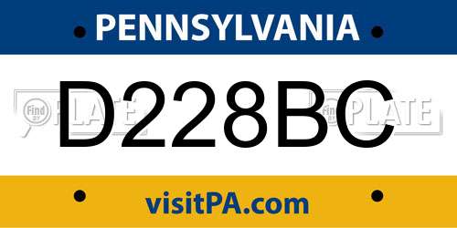 D228BC Pennsylvania License Plate