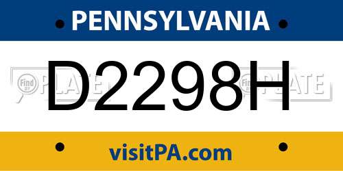 D2298H Pennsylvania License Plate