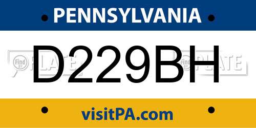 D229BH Pennsylvania License Plate