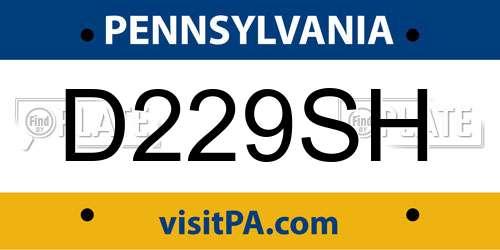 D229SH Pennsylvania License Plate