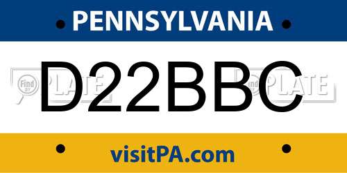 D22BBC Pennsylvania License Plate