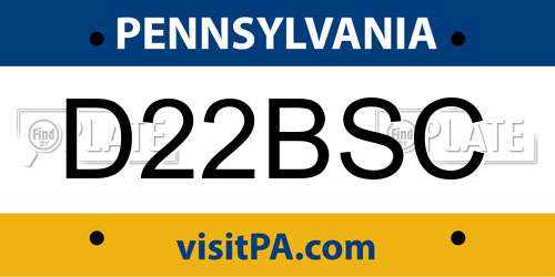 D22BSC Pennsylvania License Plate