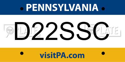 D22SSC Pennsylvania License Plate