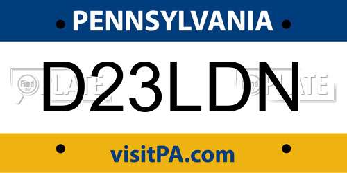 D23LDN Pennsylvania License Plate