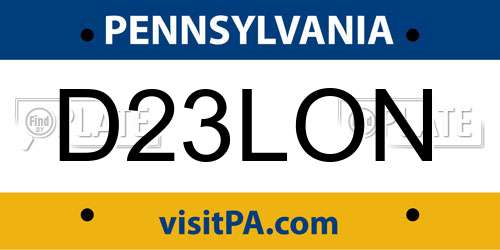 D23LON Pennsylvania License Plate