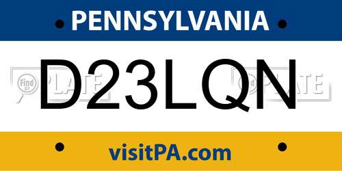 D23LQN Pennsylvania License Plate