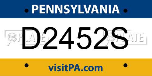 D2452S Pennsylvania License Plate