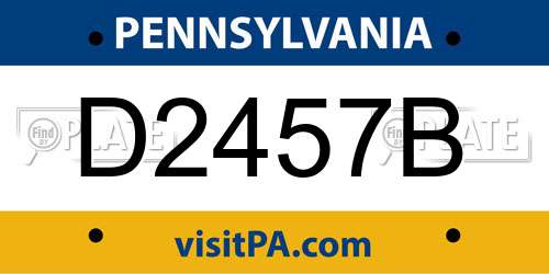 D2457B Pennsylvania License Plate