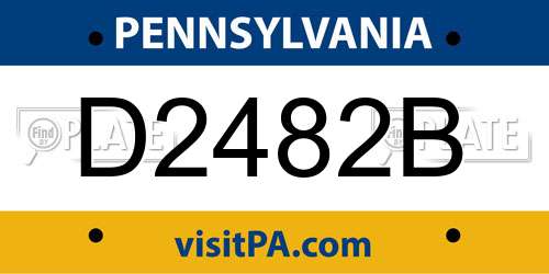 D2482B Pennsylvania License Plate