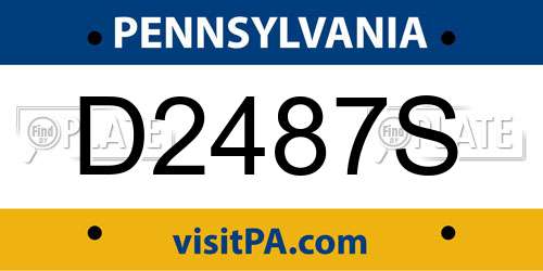 D2487S Pennsylvania License Plate