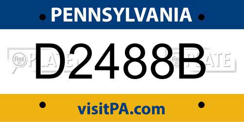 D2488B Pennsylvania License Plate
