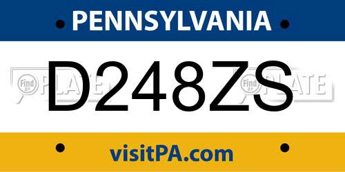 D248ZS Pennsylvania License Plate