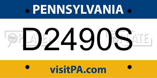 D2490S Pennsylvania License Plate
