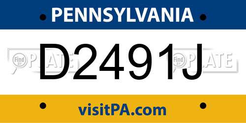 D2491J Pennsylvania License Plate