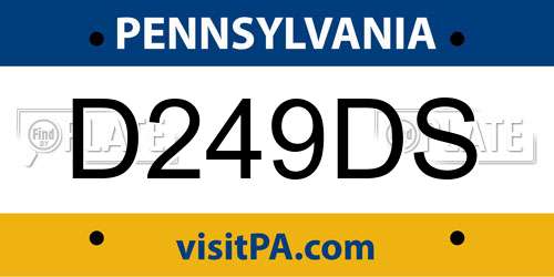 D249DS Pennsylvania License Plate