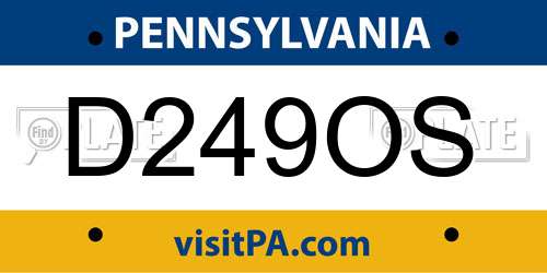 D249OS Pennsylvania License Plate