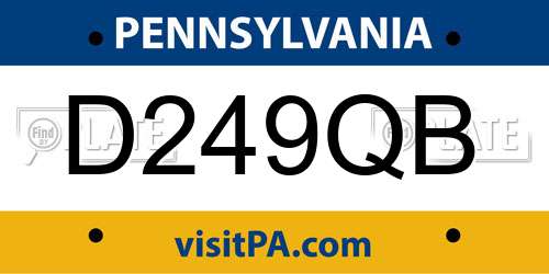 D249QB Pennsylvania License Plate