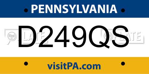 D249QS Pennsylvania License Plate