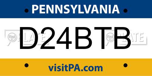 D24BTB Pennsylvania License Plate
