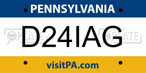 D24IAG Pennsylvania License Plate