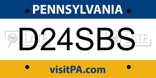 D24SBS Pennsylvania License Plate