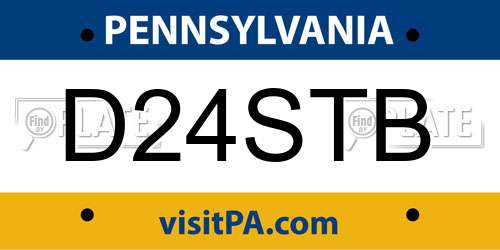 D24STB Pennsylvania License Plate