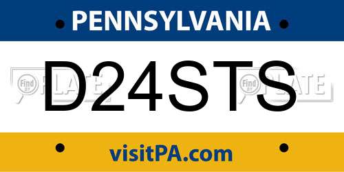 D24STS Pennsylvania License Plate