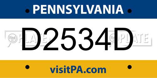 D2534D Pennsylvania License Plate