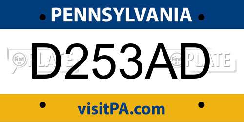 D253AD Pennsylvania License Plate