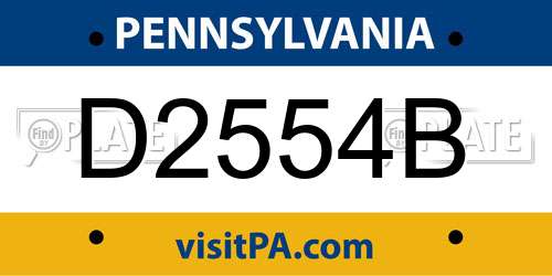 D2554B Pennsylvania License Plate