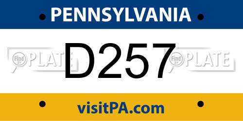 D257 Pennsylvania License Plate