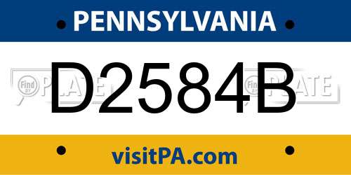 D2584B Pennsylvania License Plate