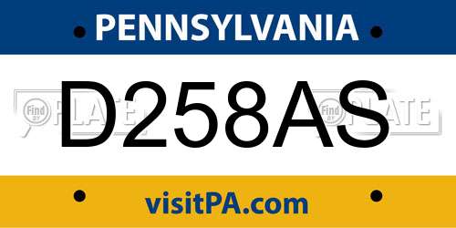 D258AS Pennsylvania License Plate