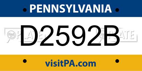 D2592B Pennsylvania License Plate